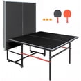 thumbnail image 5 of Mid-Size Table Tennis Table, SEGMART 8FT Foldable Outdoor Ping Pong Table with Net, 2 Table Tennis Paddles and 3 Balls, Portable Table Tennis Game Set for Indoor Outdoor, Black, 5 of 10