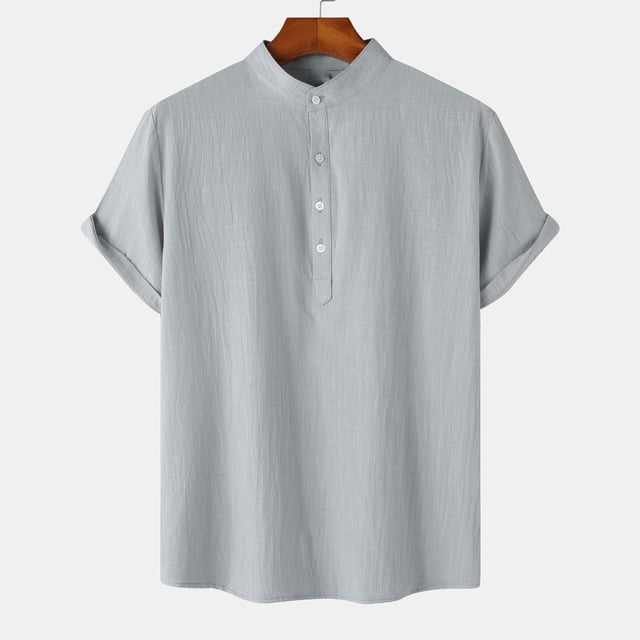 Dvkptbk Chemise Décontractée Homme à Manches Courtes Col Montant Boutons Plage