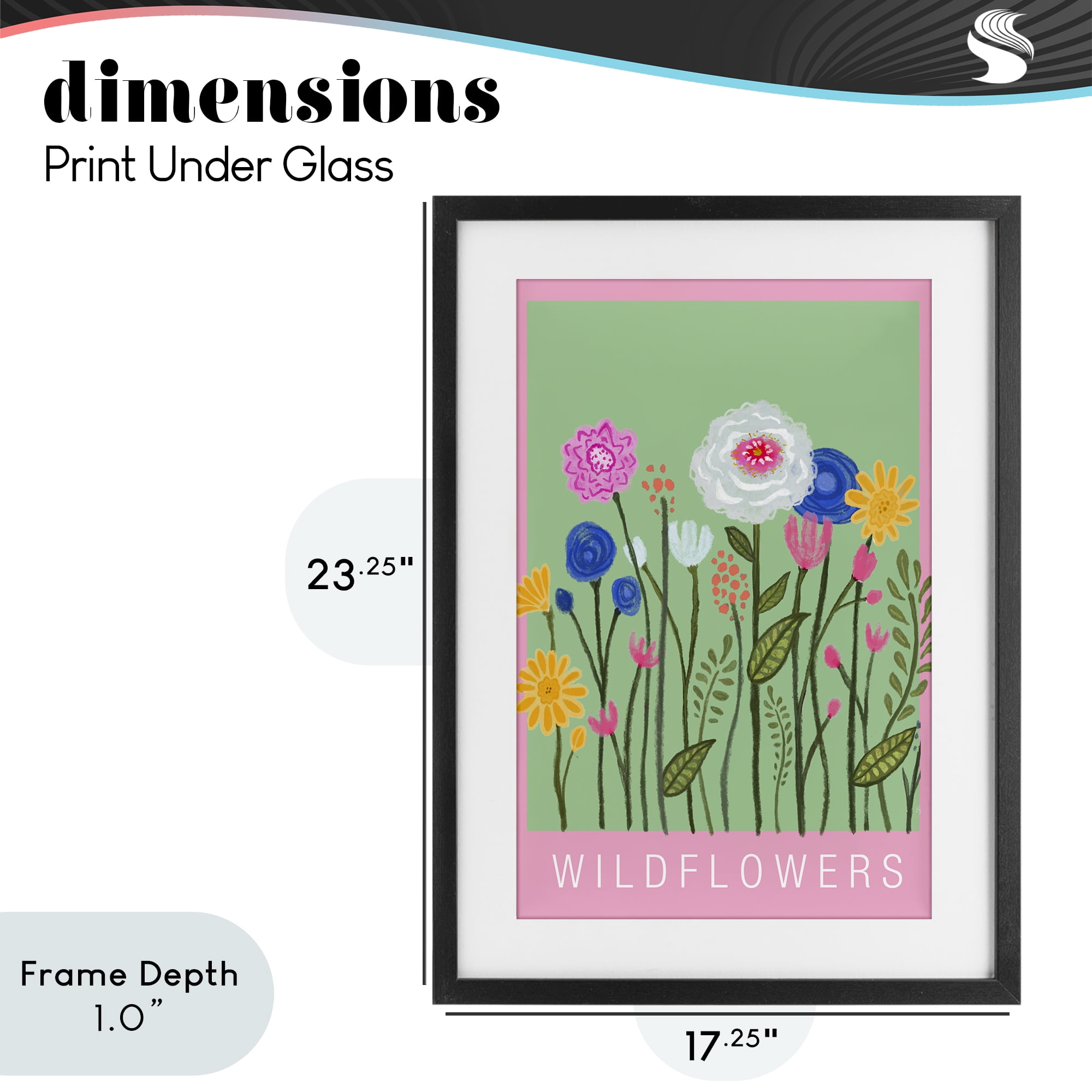 Stupell Industries Wild Flowers with Pink Border Black Framed Print Under Glass, design by Elizabeth Medley