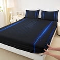 thumbnail image 3 of jejeloiu Hexagon Honeycomb Pattern Queen Sheet Sets,Minimalist Geometric Style Flat Sheet,Neon Blue Stripes Queen Fitted Sheet For Adults,Luxury Bedroom Decor,4 Pieces, 3 of 7