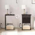 thumbnail image 5 of C Shaped End Table with Charging Station, Side Table for Sofa, Couch Table with Storage Bag, TV Tray Table with 2 USB Ports and Outlets for Living Room, Bedroom, Black, 5 of 15