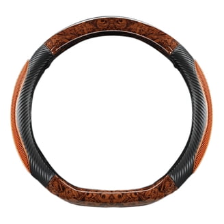 BDK Genuine Black Leather Steering Wheel Cover – Small Size (13.5 - 14 Inch) SW-899-BK-S