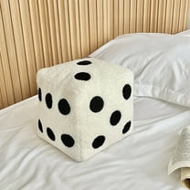 TOPRenddon Creative Funny Simulation Dice Plush Pillow Cubic Cube Plush Pendant Dolls Stuffed Soft Sofa Back Cushion Creative Home Decor, White