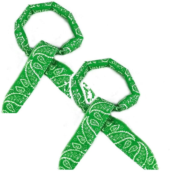 2 Pcs Cooling Neck Wraps Neck Cooler Ice Bandanas Scarf Hot Weather Outdoor Activities Cooler for Hot Weather Summer Ultra Running Walking Riding Women Men, 39.4x2 Inch, Green