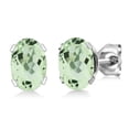 thumbnail image 2 of Gem Stone King 925 Sterling Silver Green Prasiolite Pendant Earrings Set for Women (2.25 Cttw, Oval 7X5MM, Gemstone Birthstone, With 18 inch Chain), 2 of 5