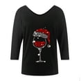 thumbnail image 3 of Tejiojio Christmas Matching Autumn And Winter New Long-Sleeved Christmas Wine Glass V-neck T-shirt, 3 of 4
