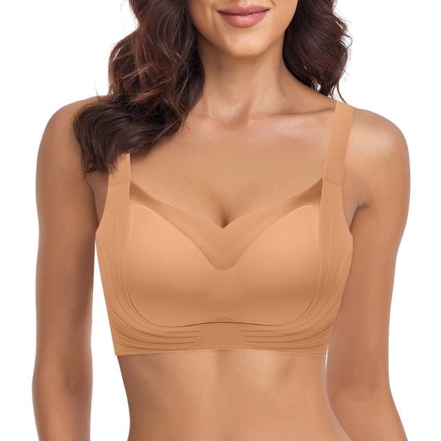 Hemlock Traceless Wireless Bras, Traceless Wireless Bra, Soft Support With Collar Closure, Anti-Drop Design, Nylon-Spandex, Yellow Soft Support Bras, Yellow M, Size M-2XL