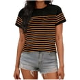 thumbnail image 2 of Hilenly Women's Short Sleeve Striped Shirt Summer Crewneck T Shirts Basic Tees Tops, 2 of 7