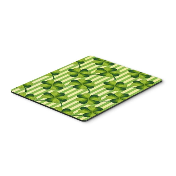 Watercolor Shamrock Stripes Mouse Pad Hot Pad or Trivet