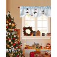 thumbnail image 4 of Christmas Winter Snowman Tie Up Valances Curtain, Shovel Snow Xmas Gradient Blue Adjustable Rod Pocket Short Window Treatment Tie Up Curtains Valances for Kitchen Living Room Bathroom 60x18 In, 4 of 9