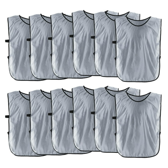 Uxcell Soccer Pinnies Training Vest 22 x 14 Inch Team Practice Pinnies Jersey Gray 12 Pack