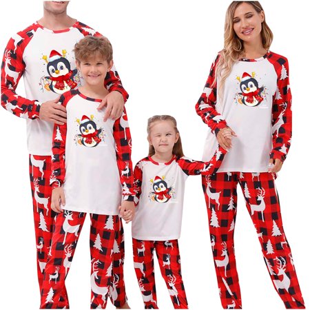 

Dadaria Matching Family Christmas Pajamas Parent-child Warm Christmas Set Printed Home Wear Pajamas Two-piece Kid Set Red Kids 4Y