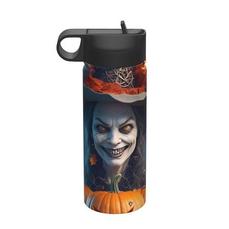 

Uemuo Modern Style Pumpkin Witch Print 18oz Sports Insulated Kettle Water Bottle Outdoor Sports Bottle Insulated Hydration Bottle with Handle & Flip Straw