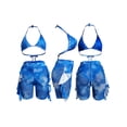 thumbnail image 4 of Yuemengxuan Women Fashionable Bathing Suits, Tie-dye Triangle Halter Bra + Ruffle Mesh Pants, 4 of 7
