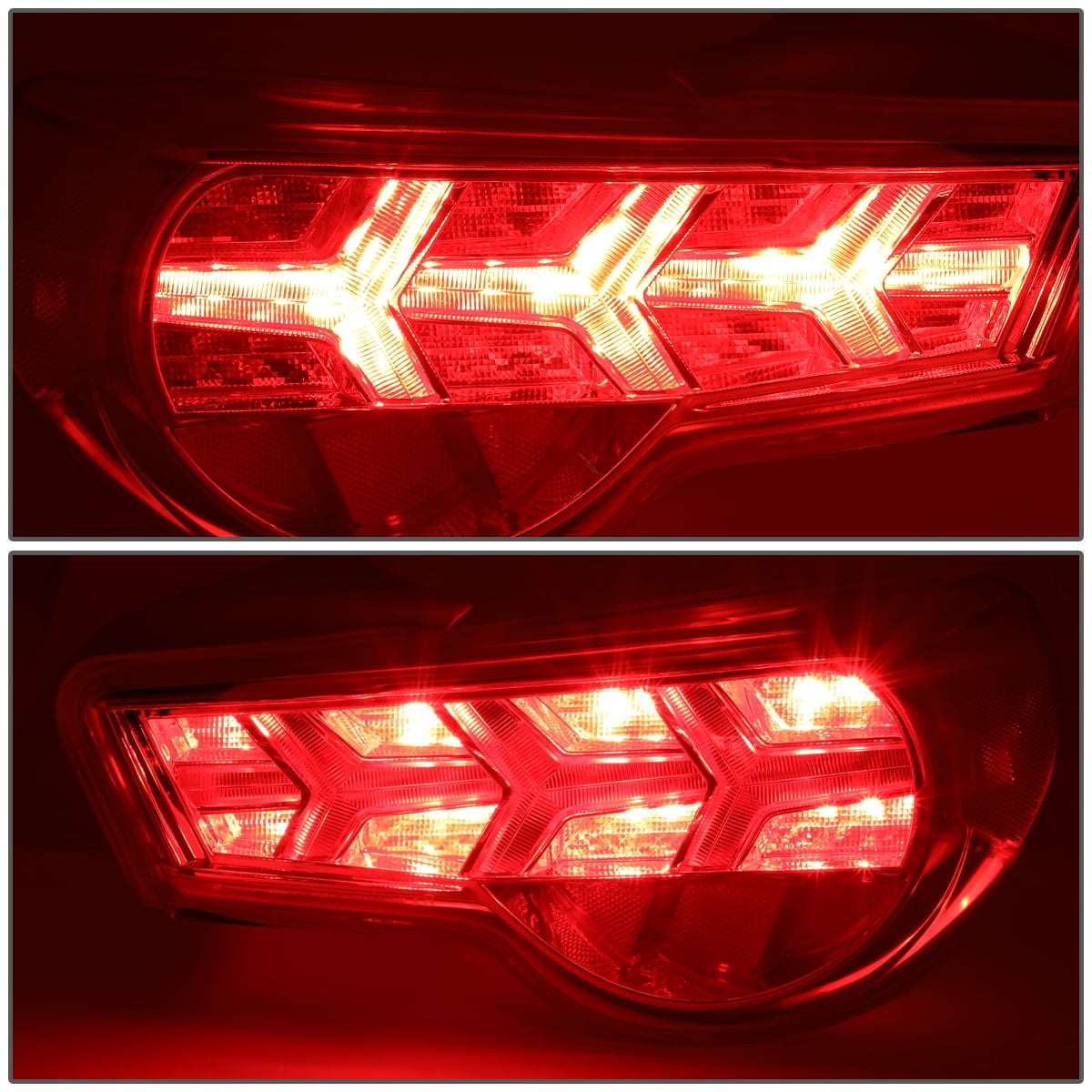 DNA Motoring TL-LED-FED-6 For 2013 to 2017 FRS / BRZ / 86 Pair of LED Arrow Sequential Tail Light (Chrome Housing / Clear Lens / Clear Signal)