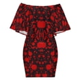 thumbnail image 6 of Blood Black And Red Horror Women's Off The Shoulder Ruffles Summer Wedding Guest Loose Casual Party Beach Dress, 6 of 9
