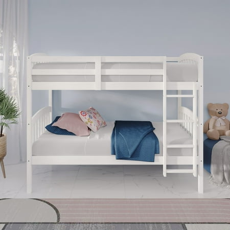 Castle Place Mid-Century Twin over Twin Wooden Convertible Bunk Bed White