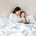 thumbnail image 4 of spefrowx Nautical Shell Starfish Queen Bedding for Kids, Blue Bow Style Bedding Comforter Set Queen, Stars Reversible, 7-Piece, 4 of 6
