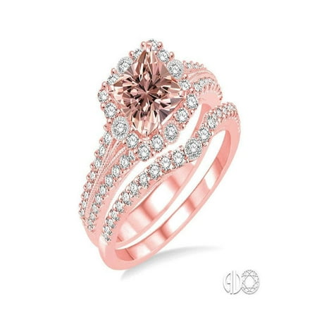 Jeenjewels Twin Row Princess Cut Morganite And Diamond Bridal Ring This On Opens A Dialog That Displays Additional Images For Product With The Option To Zoom In Or Out