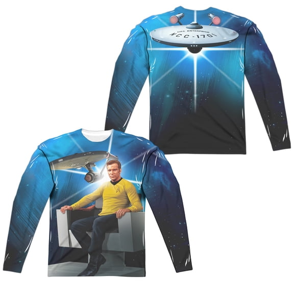 Star Trek - Kirks Ship (Front/Back Print) - Regular Fit Long Sleeve Shirt - Large