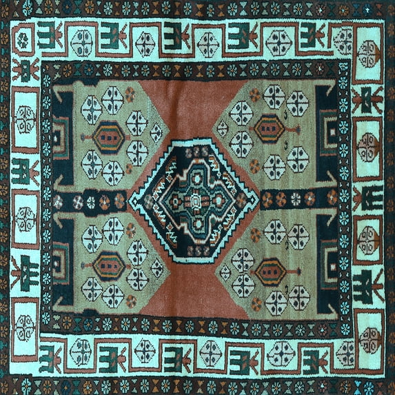 Ahgly Company Indoor Square Persian Light Blue Traditional Area Rugs, 6' Square