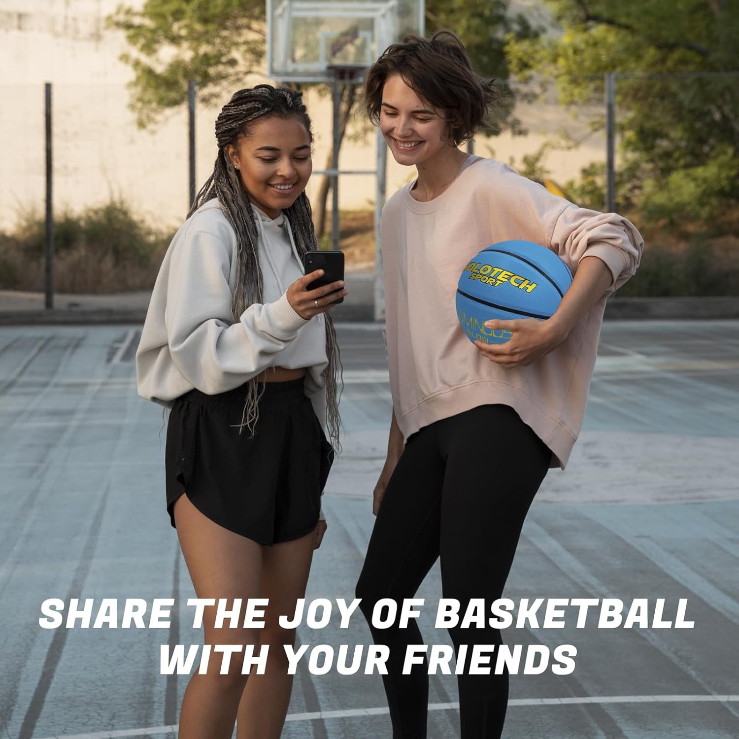 Basketball Glow in The Dark, Cool Glowing Luminous Leather Basketball Indoor Outdoor Size 7/6/5 for Men, Women, Teenager (with Pump)