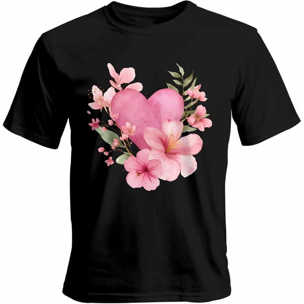 Camisetas para hombre, camisetas casuales de manga corta con estampado de flores y amor para San Valentín, camisetas gráficas para adolescentes, niños y hombres.