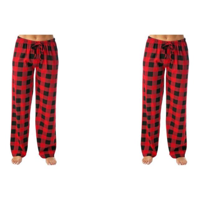Pantalón largo Jumpingount de poliéster para mujer colorido informal transpirable a cuadros Rojo XXL 2piezas
