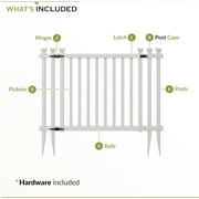 3ft H x 4.2ft W (1 Gate) No Dig Zippity Baskenridge Gate Kit, White Vinyl Picket Fence Gate Kit for Baskenridge Fence Panels, Gate for Backyard, Patio, Outdoor, Garden Fence, ZP19038