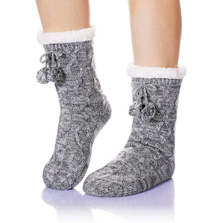 FFIY Womens Fuzzy Slipper Socks Winter Thermal Snowflake Fleece