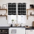 thumbnail image 2 of Black Boho Kitchen Curtains Window Panels, Vintage Ethnic Tribe Abstract Art Geometric Insulated Window Treatment Curtain, Grommet Curtains for Bedroom/Living Room/Bathroom, 2 Piece 27.5"Wx39"L, 2 of 8