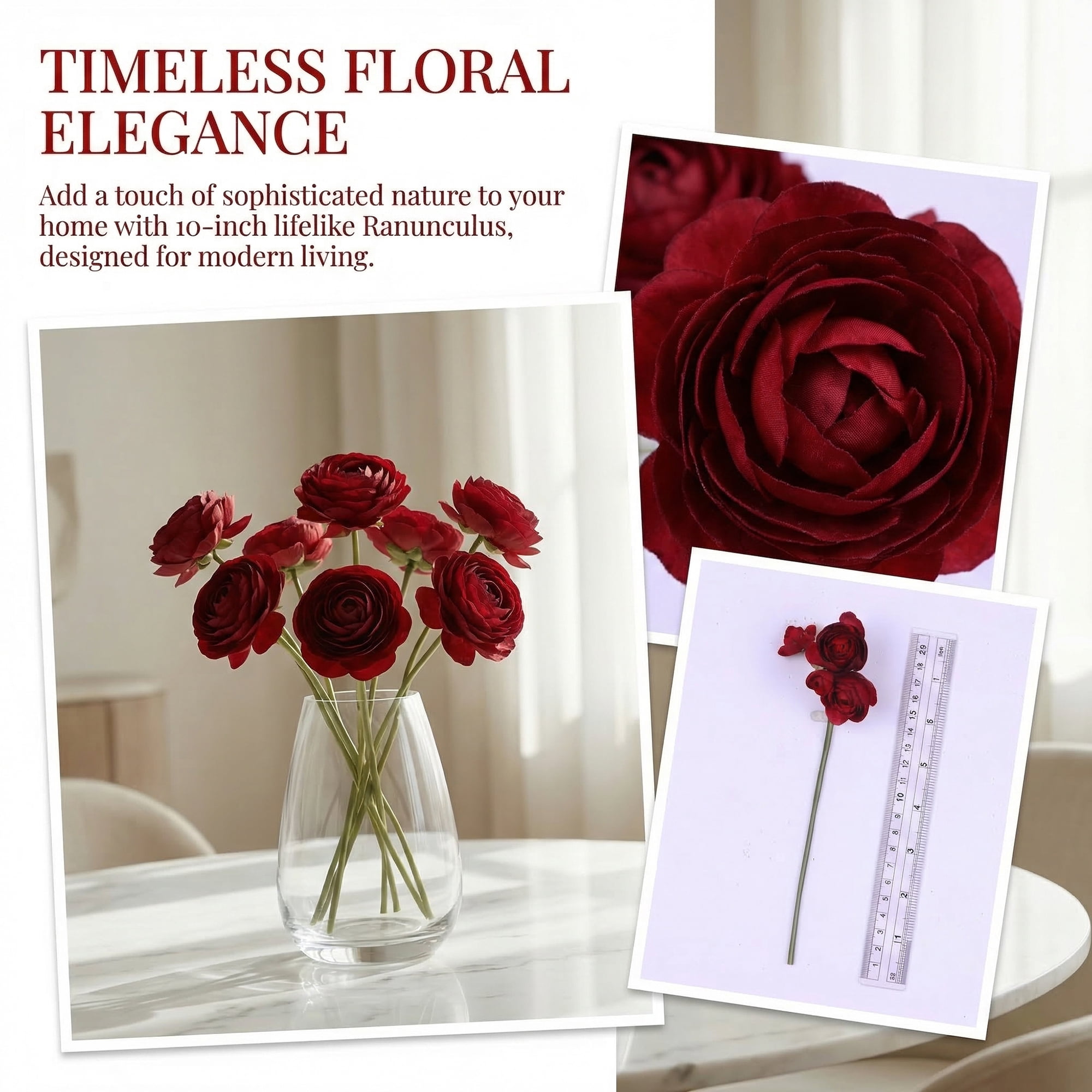 Unique Bargains 12Pcs Artificial Flower Bouquet Faux Berry Greenery Stems Dark Red 10"