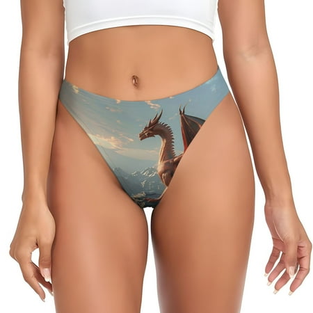 Adobk Red Dragon Mountain Sunrise Print Seamless Women Underwear Thongs No Show Ladies Thong No Line Breathable Comfortable Panties Undies for Women-X-Large