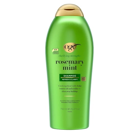 OGX Clarifying Strength + Rosemary Mint Shampoo  Clarifying Shampoo Visibly Helps Remove Oil & Residue to Clear Away Buildup from Oily Hair  Sulfate-Free Surfactants  25.4 fl. Oz