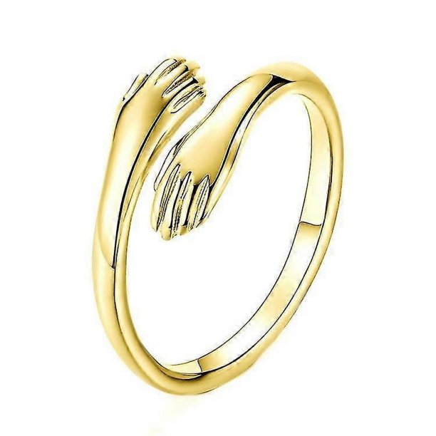 Anillos de abrazo para mujer, anillo ajustable de aleación, anillo inspirador de abrazo, anillo de mano para abrazar, regalos de cumpleaños, vacaciones, regalo de joyería para madre e hija, oro