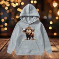 thumbnail image 2 of Tiweut Girls Hoodies Casual Kids Tops Cute Cow Print Long Sleeve Hooded Comfortable Breathable Loose Fit Pullover Blouses,Z1 Grey,3-4 Y, 2 of 7