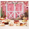 thumbnail image 3 of 10 x 8 ft Western Cowgirl Backdrop Pink Western Cowboy Photography Backdrop, Rustic Wooden House Barn Background Wild West Barn Door Background Birthday Party Banner for Kids Adult, 3 of 5