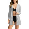 thumbnail image 3 of BADHUB Women's Swimsuit Cover Ups UPF 50+ Sun Protection Long Jacket Lightweight SPF Long Hoodie Beach Jacket 2025 New S-2XL Gray, 3 of 9