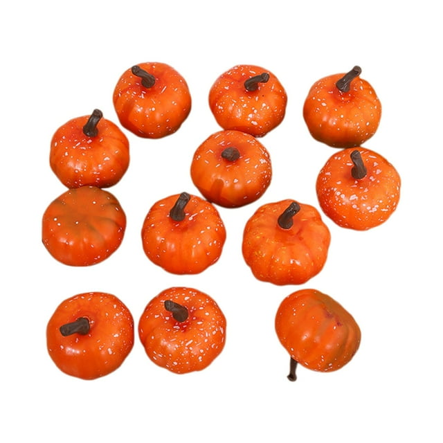 12 Pcs Mini Citrouilles Réalistes pour Récolte Bricolage Décoration de Fête Festival Orange