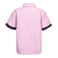 thumbnail image 2 of Sxiwei Kids Boys Short Sleeve Button Down Shirt Lapel Collar Oxford Dress Shirt School Uniform Shirt Casual Tops Daily Wear Pink 100, 2 of 7