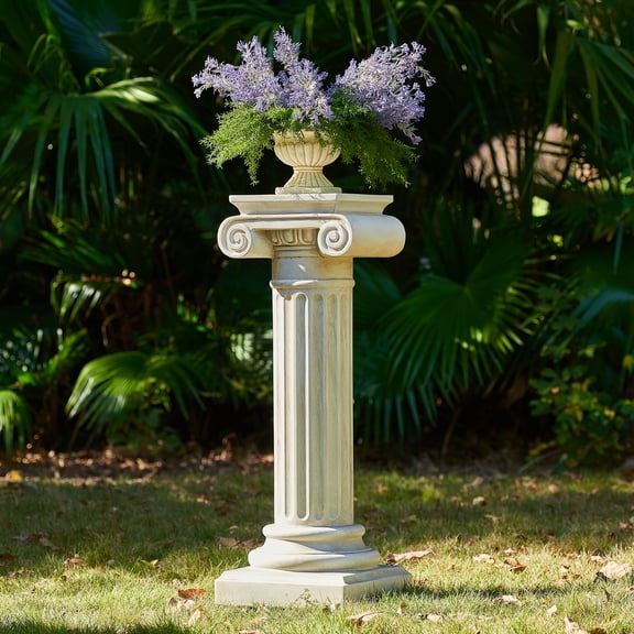 Christopher Knight Home 39.3" Classical Column Plant Stand, Indoor Outdoor Display Pedestal, Antique White