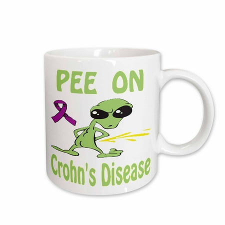 

3dRose Super Funny Peeing Alien Supporting Causes For Crohns Disease Ceramic Mug 15-ounce