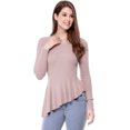 thumbnail image 2 of INSPIRE CHIC Women's Long Sleeve Ribbed Knit Ruffle Hem Peplum Top, 2 of 6