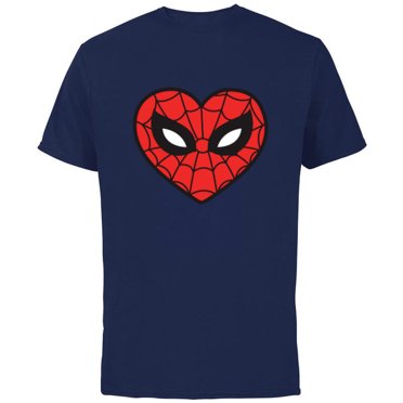 Marvel Spider-Man Sixties Heart Mask Logo - Short Sleeve Cotton T-Shirt for Adults - Customized-Navy
