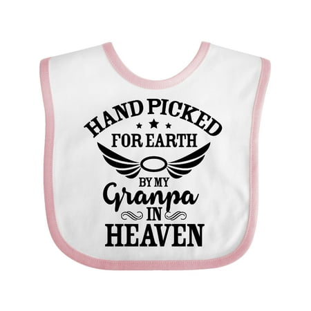 

Inktastic Handpicked for Earth By My Granpa in Heaven with Angel Wings Gift Baby Boy or Baby Girl Bib
