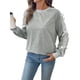 thumbnail image 1 of Sudadera Informal para Mujer, Cuello en V, Encaje, Farol, Larga, Holgada, para Otoño Gris L, 1 of 10