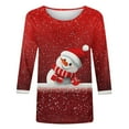thumbnail image 5 of Craaazy Sweatshirts for Women Christmas Printed Round Neck 3/4 Sleeve T-shirt Womens Shirts Gifts for Women, 5 of 5
