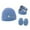 Blue, variant on SGFCWSX Baby Winter Hat Mittens Shoes Set Boys and Girls Ribbed Gloves Infant Beanie Soft Caps 3 Piece Sets Blue Size 0-6 Months