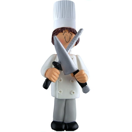 - Chef Female Brown Personalized Christmas Ornament DO-IT-YOURSELF