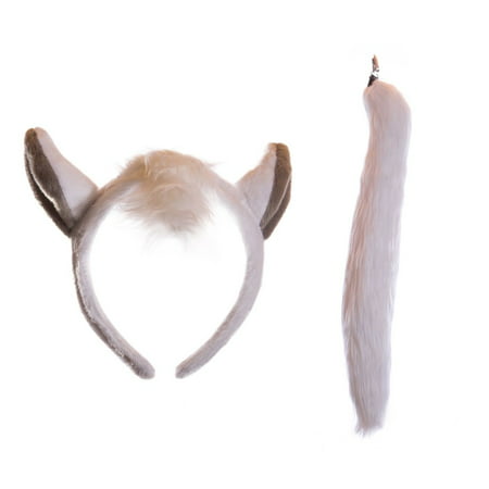 Wildlife Tree Plush White Horse Ears Headband and Tail Set for Horse Costume, Cosplay, Pretend Animal Play or Farm Party Costumes